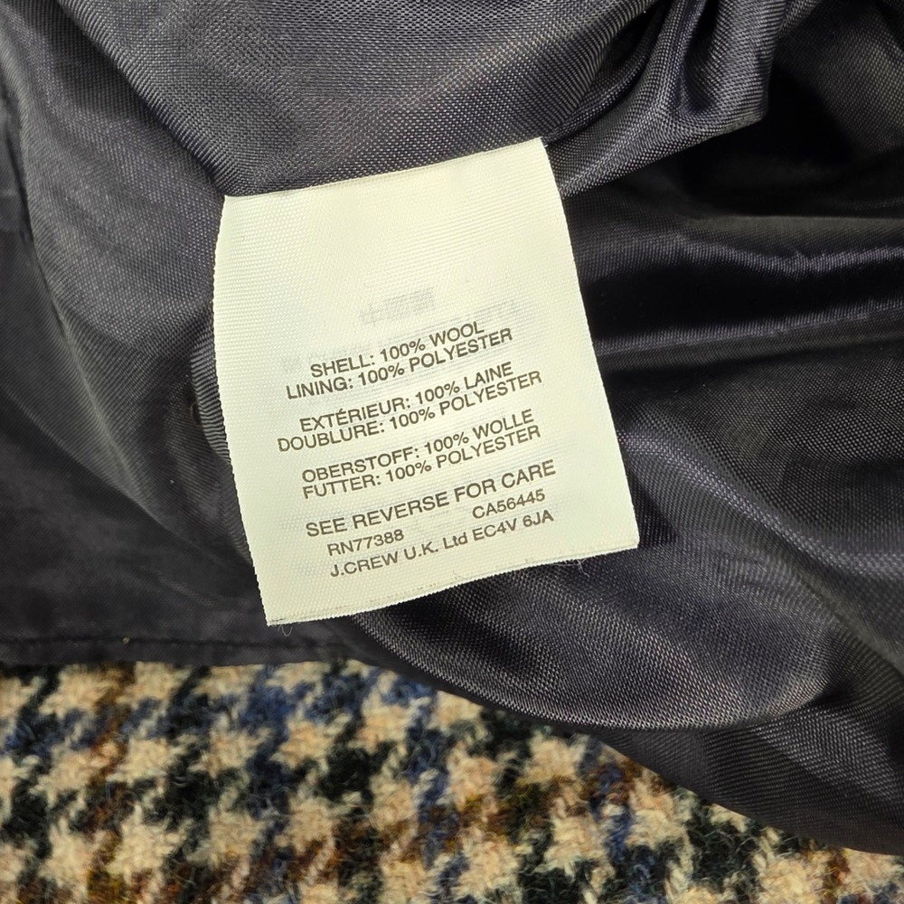 J.Crew Womens 2 Houndstooth Wool Mini Skirt Ruffle Hem Blue Brown Plaid Lined - Picture 3 of 11